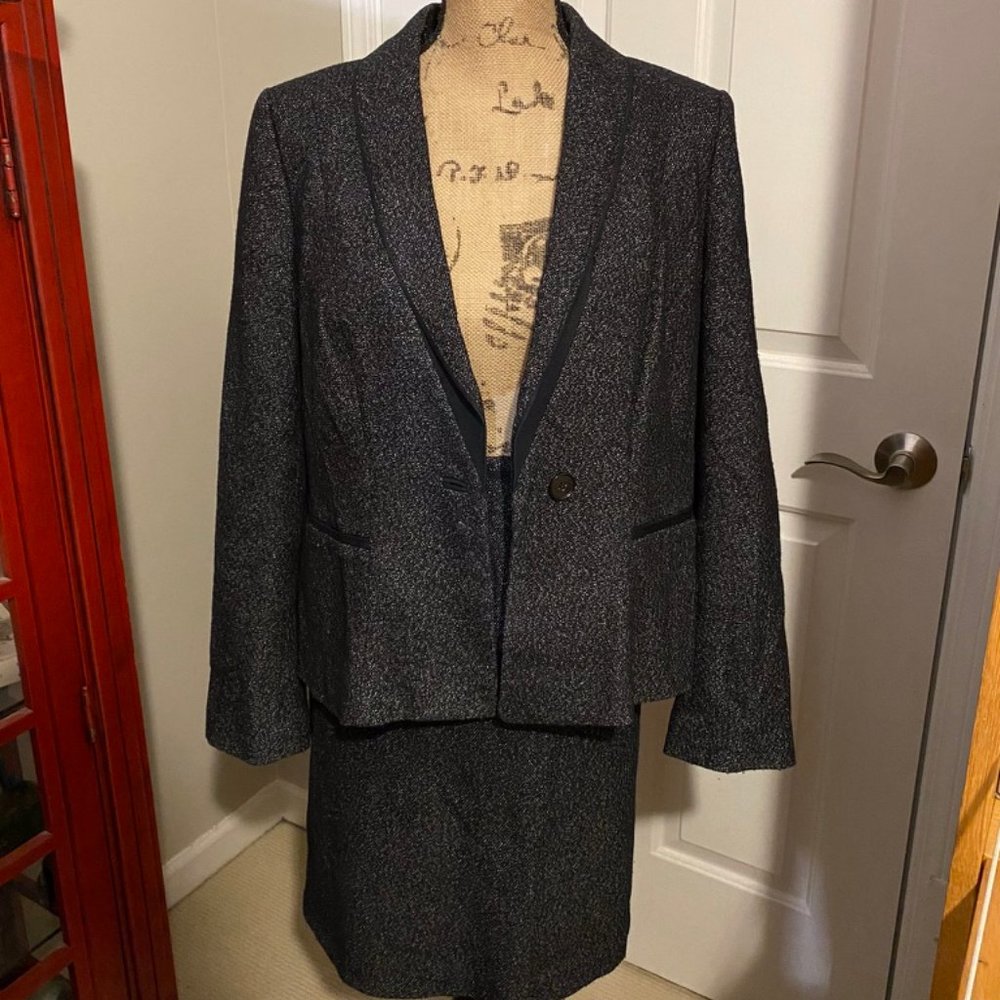 💼 Ann Taylor Blazer & Skirt Black & White (Sz 14)